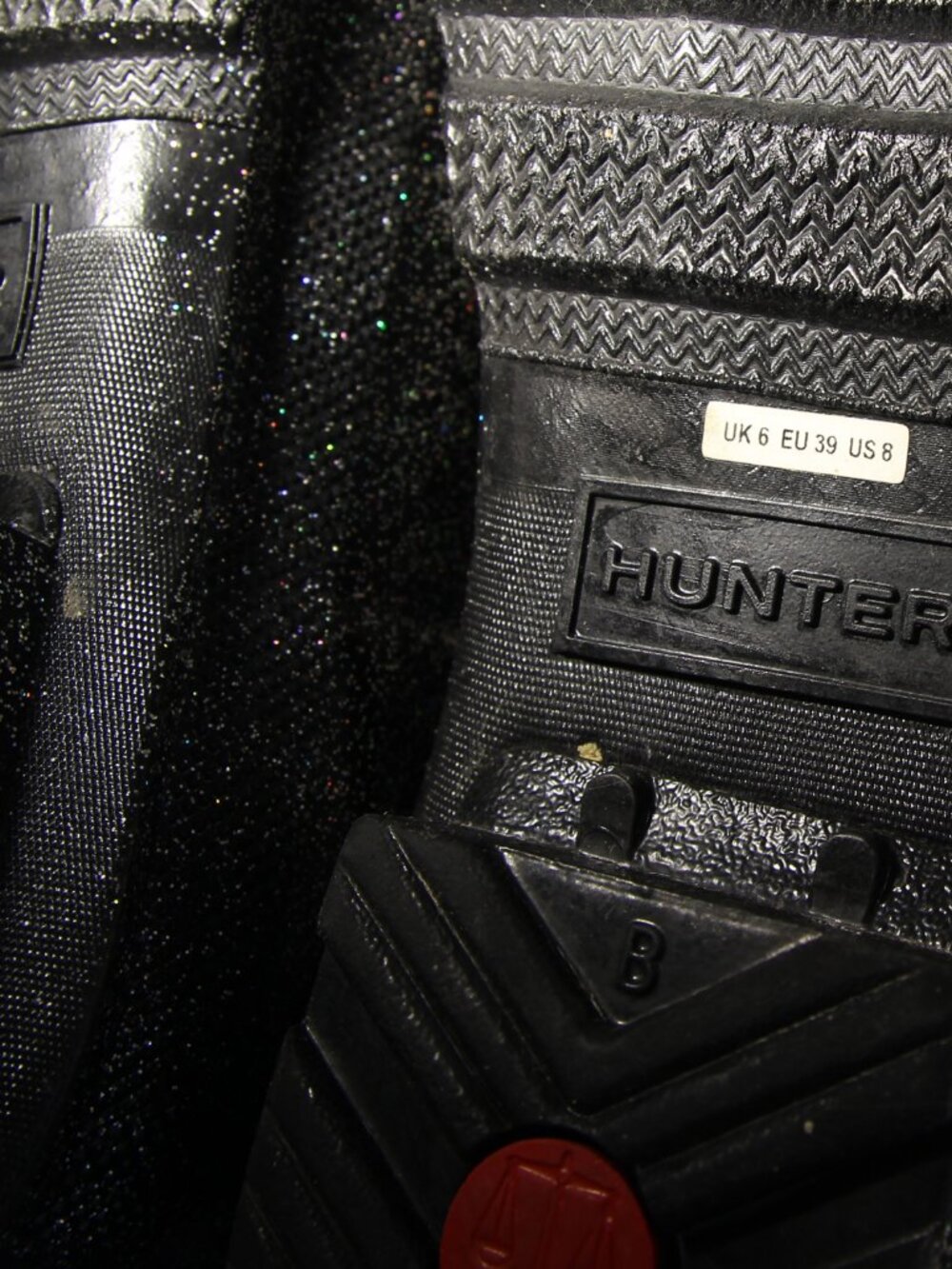 Hunter Women’s Starcloud Rain Boots Black Glitter US8 - EU39 - See Video - Picture 9 of 11